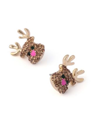 Faux Stone Santa Baby Reindeer Stud Earrings