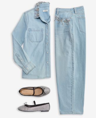 Women's Embellished Collar Denim Shirt, Macy's Exclusive