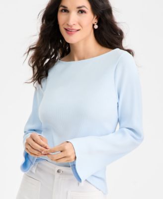 Women's Knit Boat-Neck Bell-Sleeve Top, Macy's Exclusive