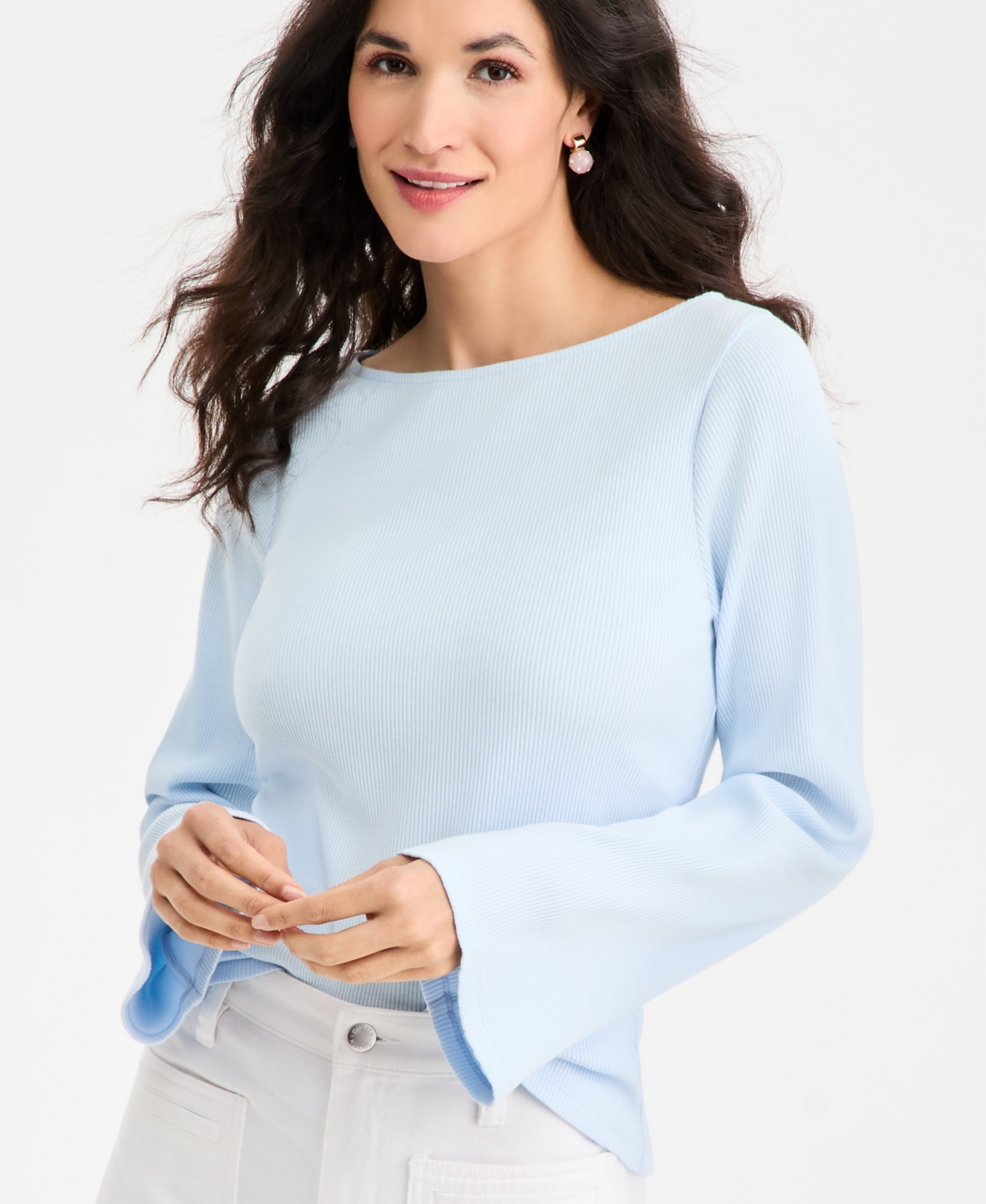 On 34th Women's Knit Boat-Neck Bell-Sleeve Top, Macy's Exclusive