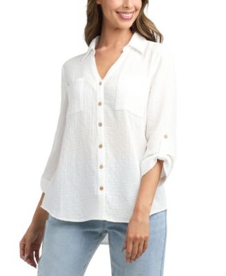 BCX - Women's Resort Collared Two Pocket Button Up Shirt