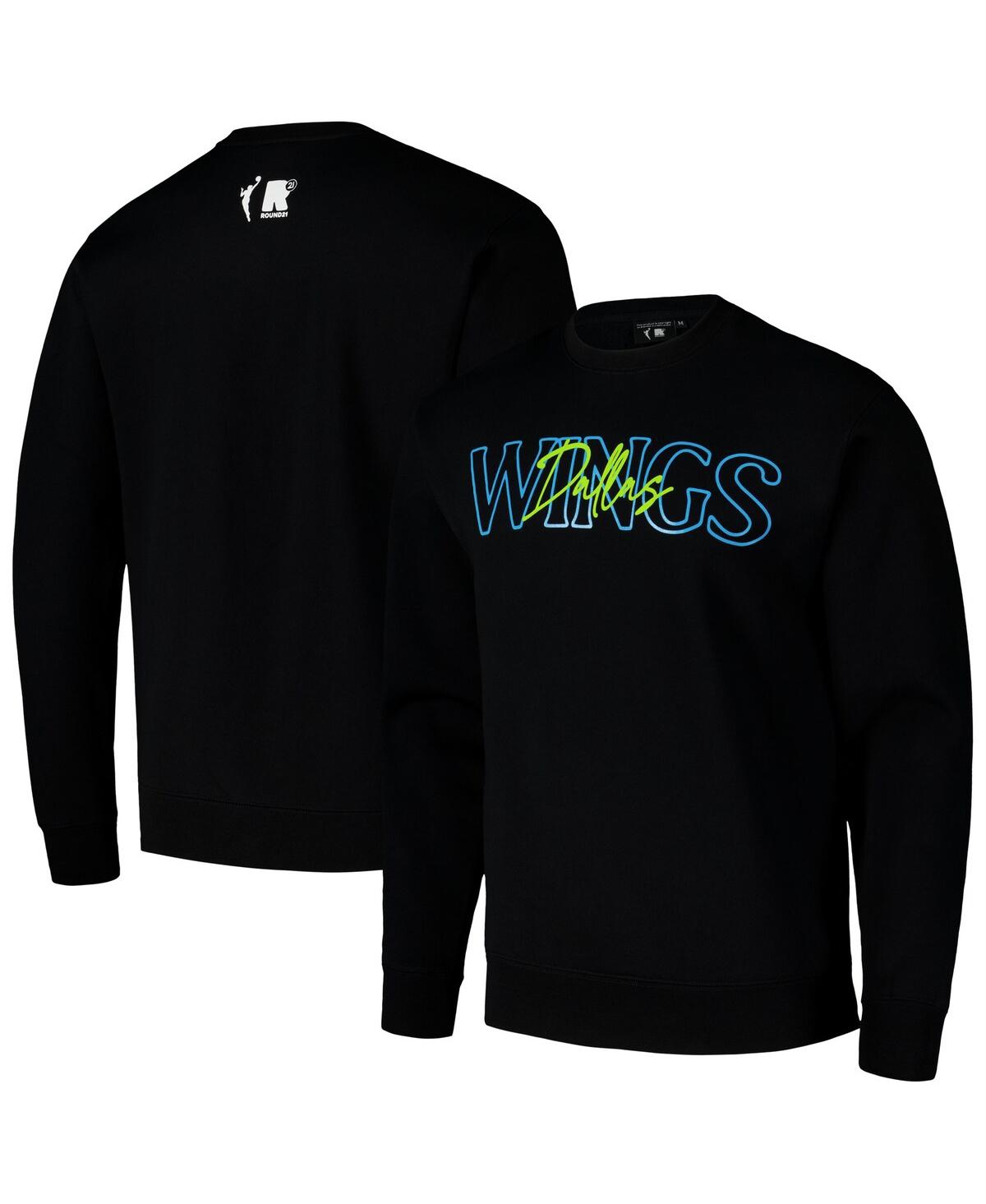 Round21 Men's And Women's Black Dallas Wings Throwback Pullover Crew Sweatshirt
