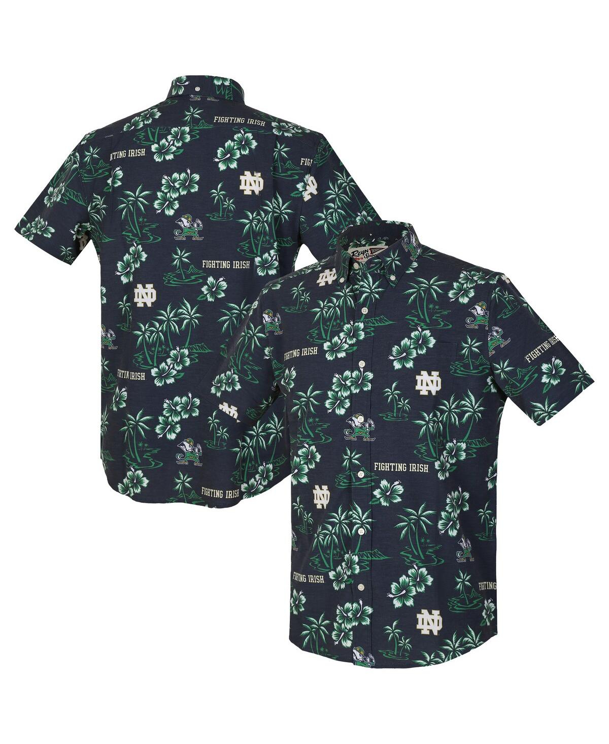 Reyn Spooner Men's Navy Notre Dame Fighting Irish Kekai Classic Tri-blend Button-down Shirt In Blue