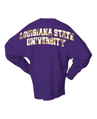 Women's Purple LSU Tigers Oversized Preppy Long Sleeve T-Shirt