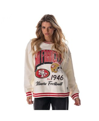 Women's Cream San Francisco 49ers Oversized Vintage French Terry Sweatshirt
