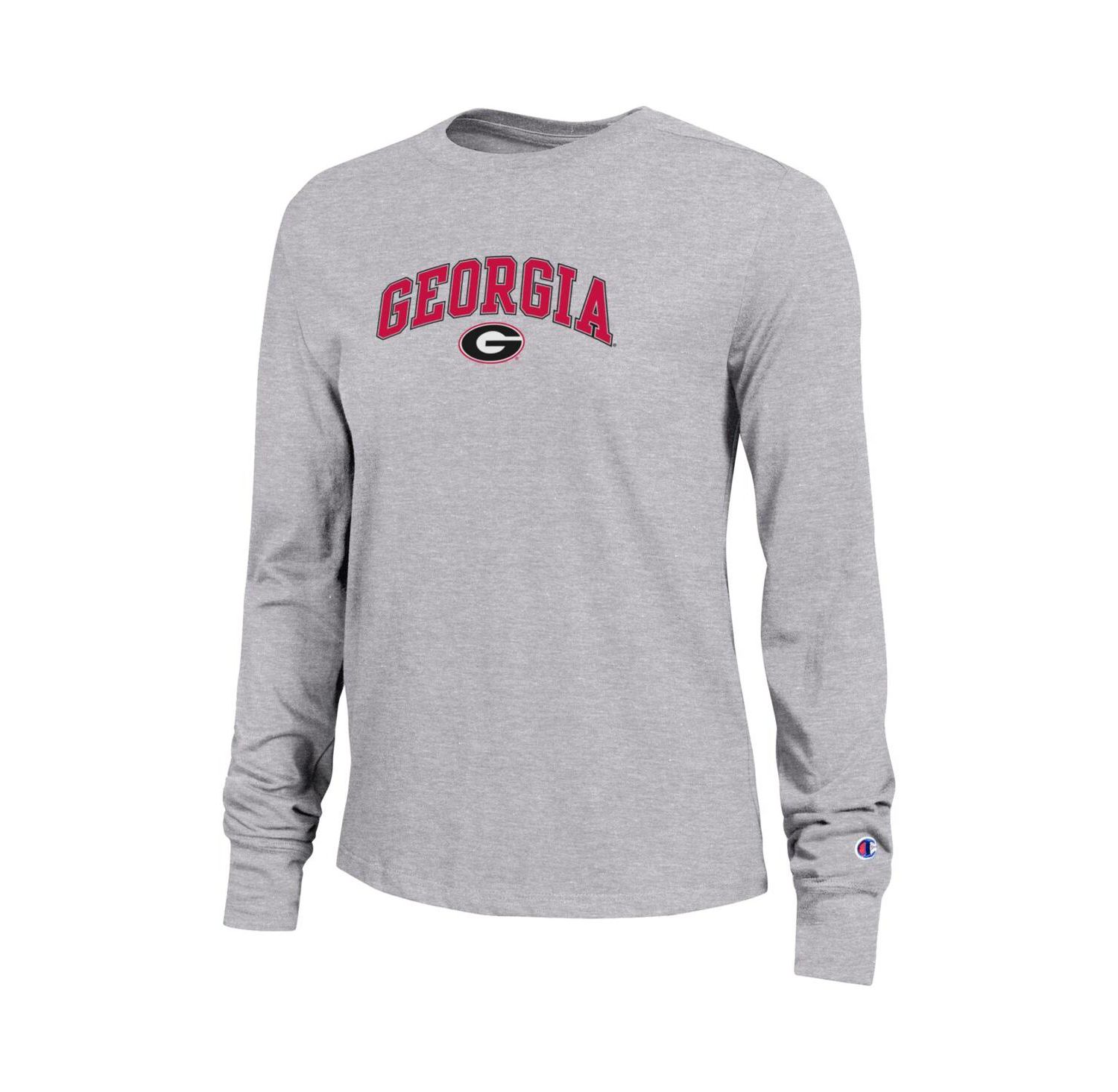 Women's Gray Georgia Bulldogs Arch Over Logo Long Sleeve T-Shirt