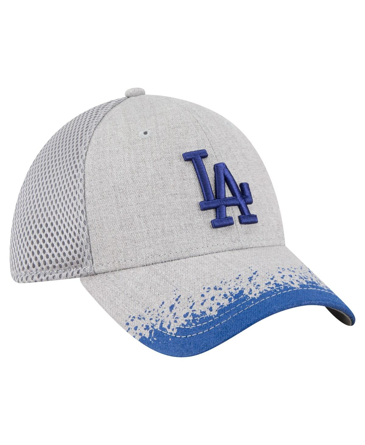 New Era Men's Gray Los Angeles Dodgers Visor Paint Splatter 39thirty Flex Hat In Gray