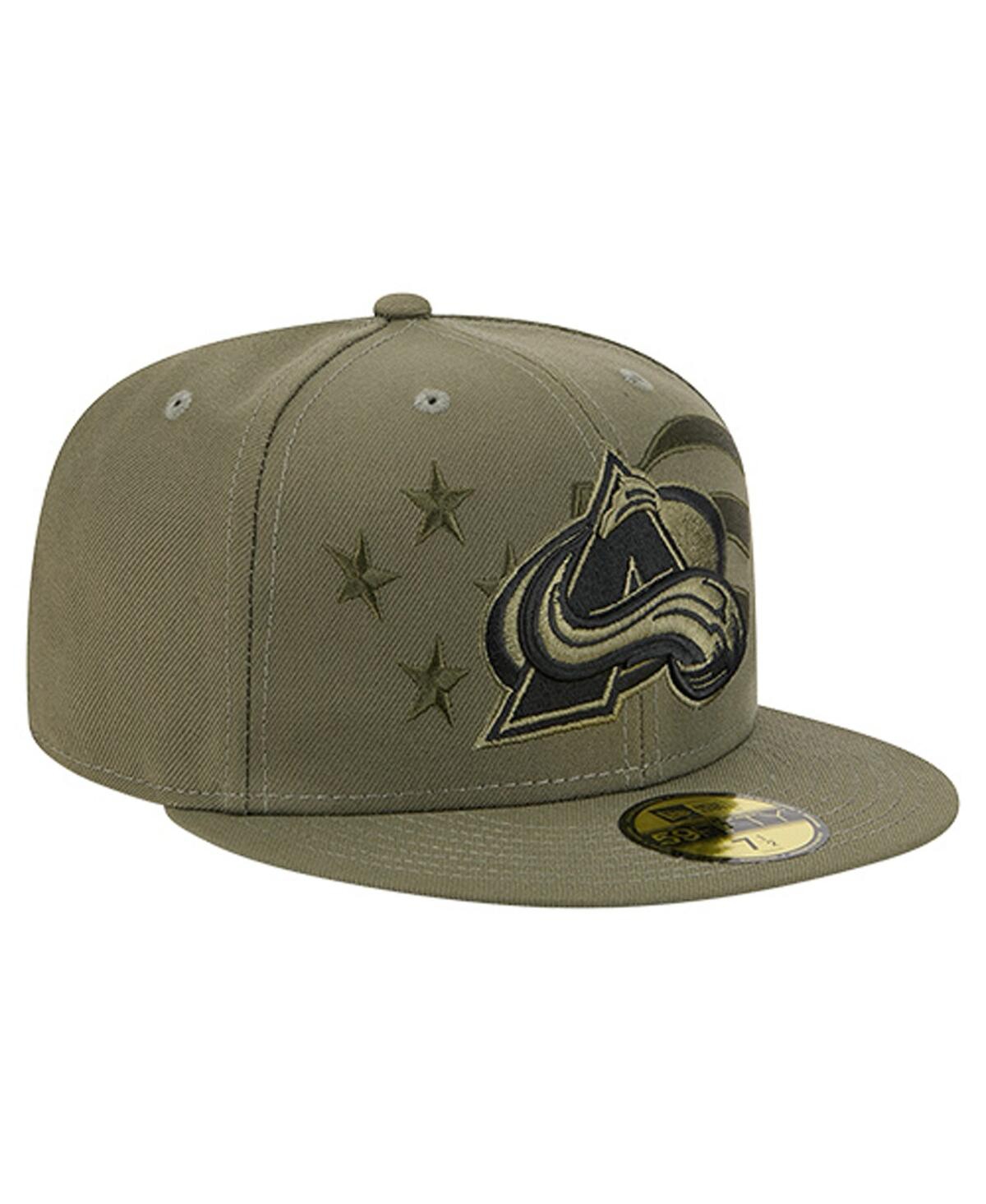 New Era Men's Olive Colorado Avalanche Military Appreciation Flag 59fifty Fitted Hat In Green