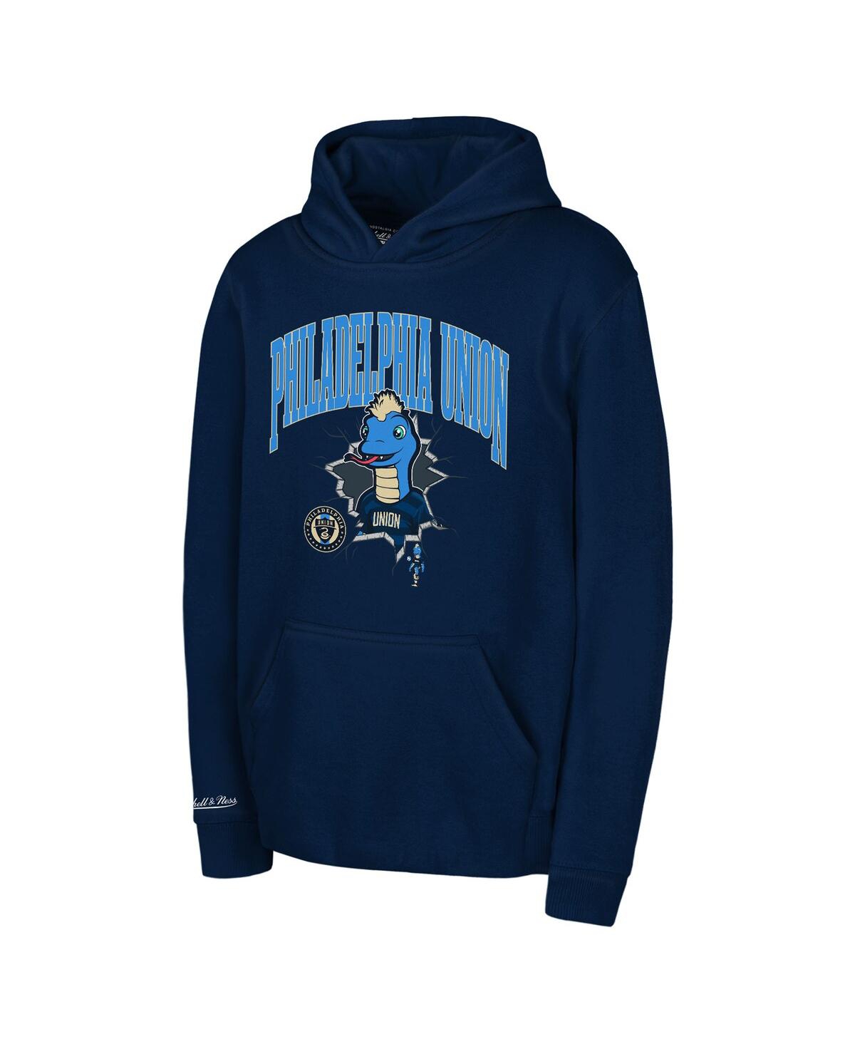 Mitchell & Ness Big Boys And Girls Navy Philadelphia Union Mascot Break Out Pullover Hoodie In Blue
