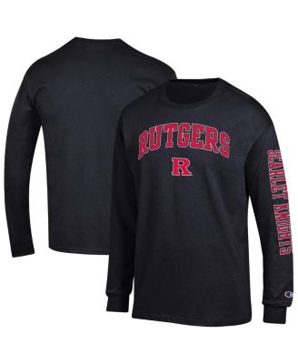 Champion - Men's Black Rutgers Scarlet Knights Arch Over Logo 2-Hit Long Sleeve T-Shirt