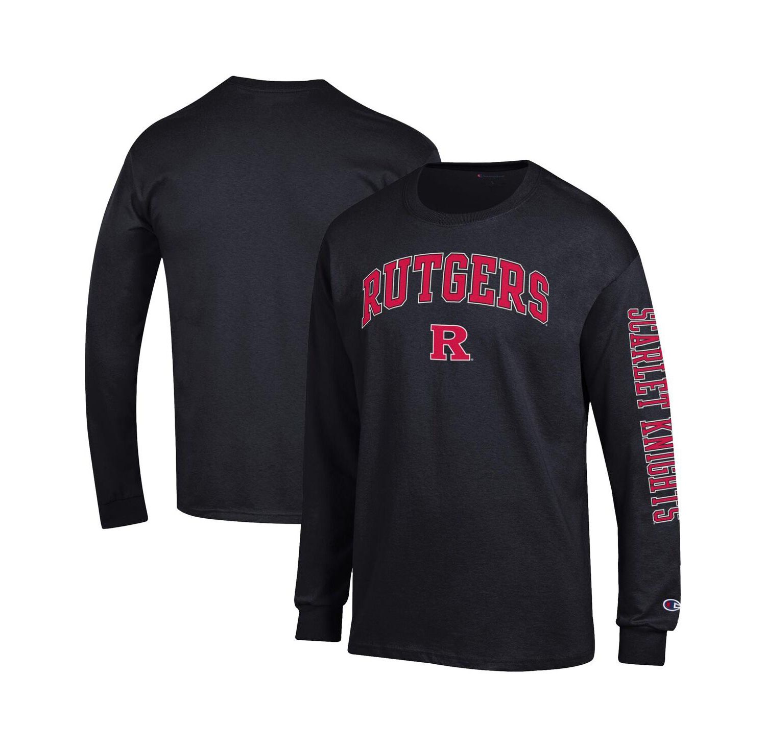 Men's Black Rutgers Scarlet Knights Arch Over Logo 2-Hit Long Sleeve T-Shirt