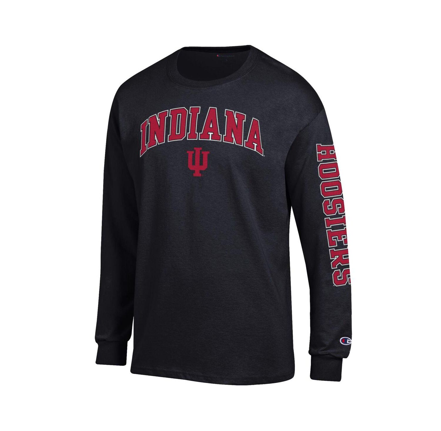 Men's Crimson Indiana Hoosiers Arch Over Logo 2-Hit Long Sleeve T-Shirt