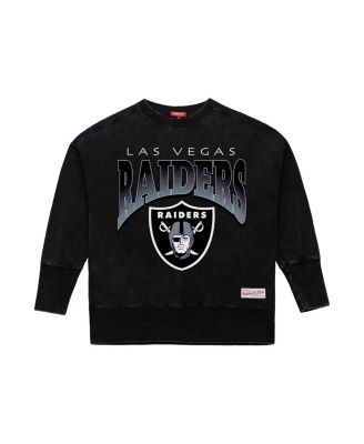 Women's Black Las Vegas Raiders Delineate Mineral Wash Crewneck Sweatshirt