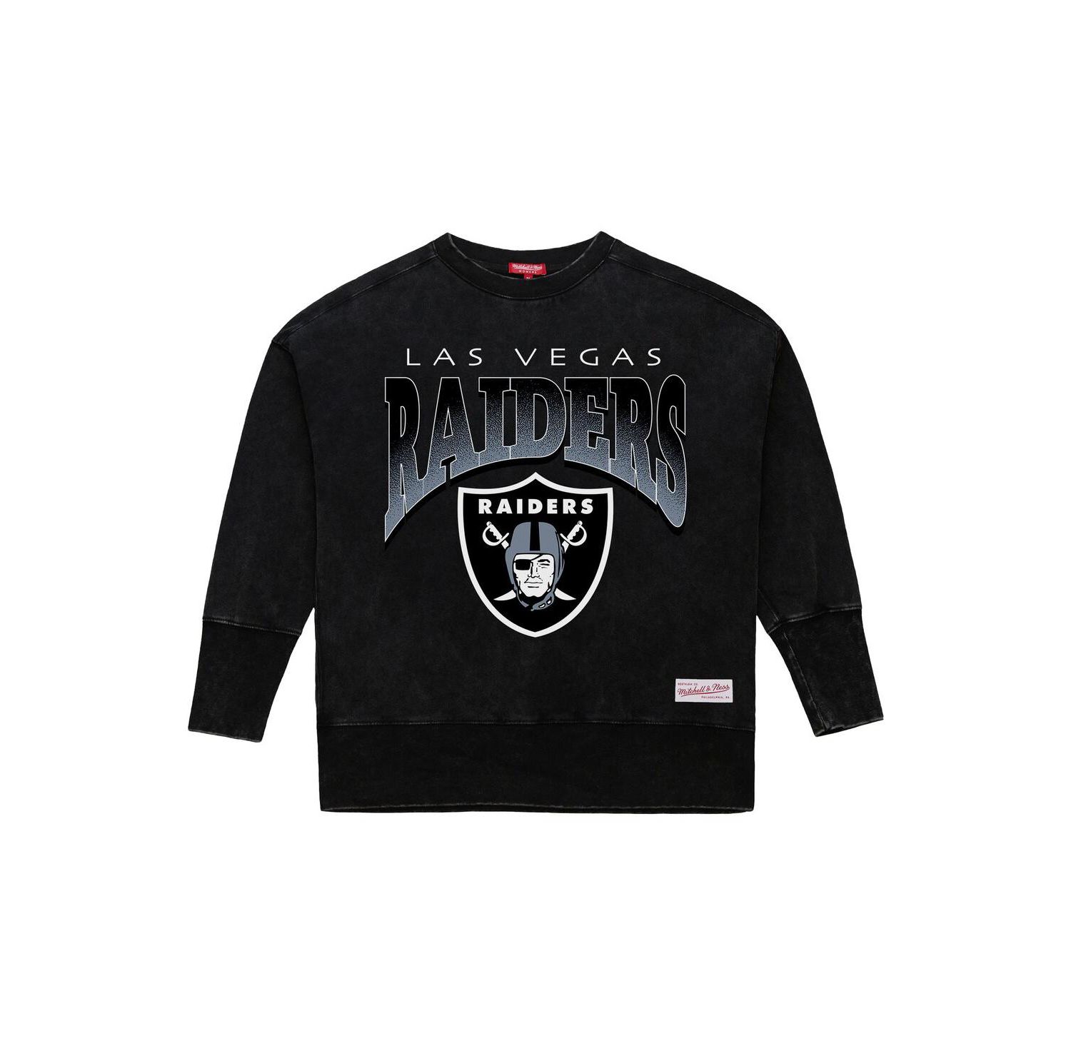 Women's Black Las Vegas Raiders Delineate Mineral Wash Crewneck Sweatshirt