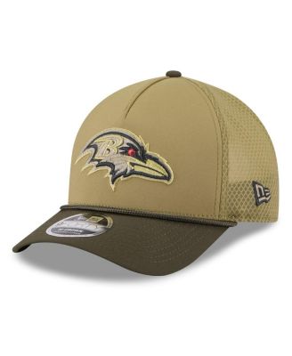 Big Boys and Girls Green/Dark Green Baltimore Ravens 2025 Salute to Service 9FORTY A-Frame Adjustable Hat