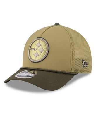Big Boys and Girls Green/Dark Green Pittsburgh Steelers 2025 Salute to Service 9FORTY A-Frame Adjustable Hat