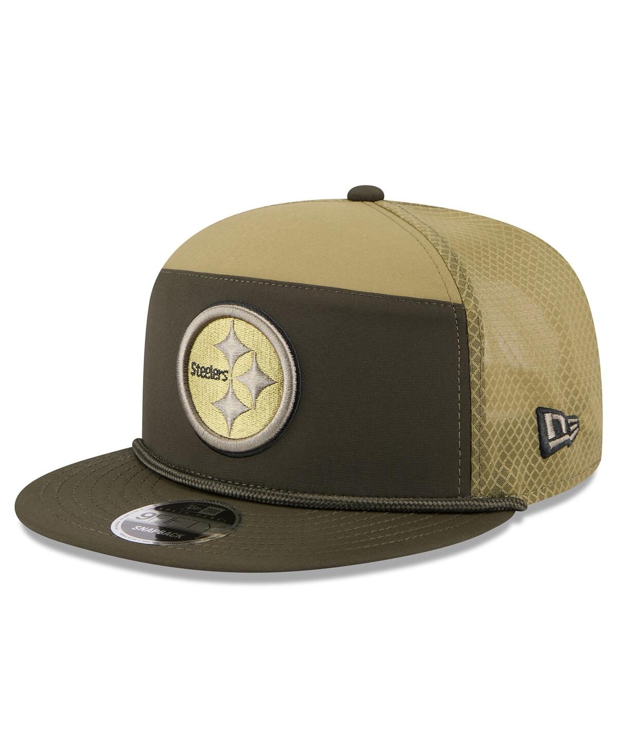 New Era Men's Dark Green Pittsburgh Steelers 2025 Salute To Service Split Panel 9fifty Snapback Hat In Green