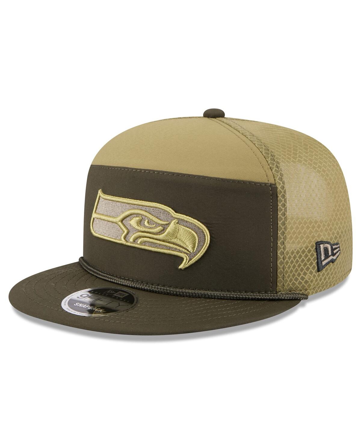 New Era Men's Dark Green Seattle Seahawks 2025 Salute To Service Split Panel 9fifty Snapback Hat In Green