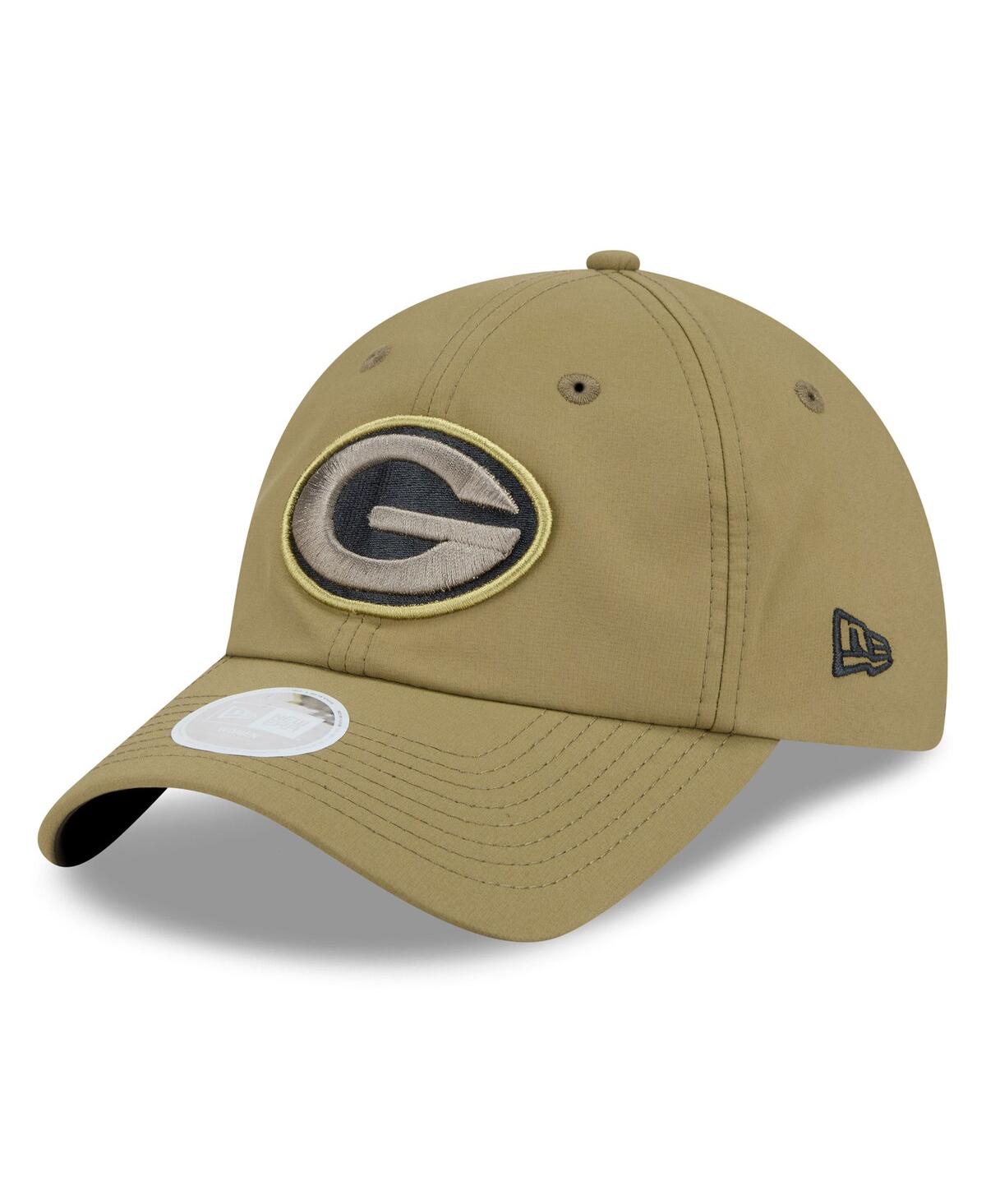 New Era Women's Green Green Bay Packers 2025 Salute To Service Pony Tail Adjustable Hat In Green