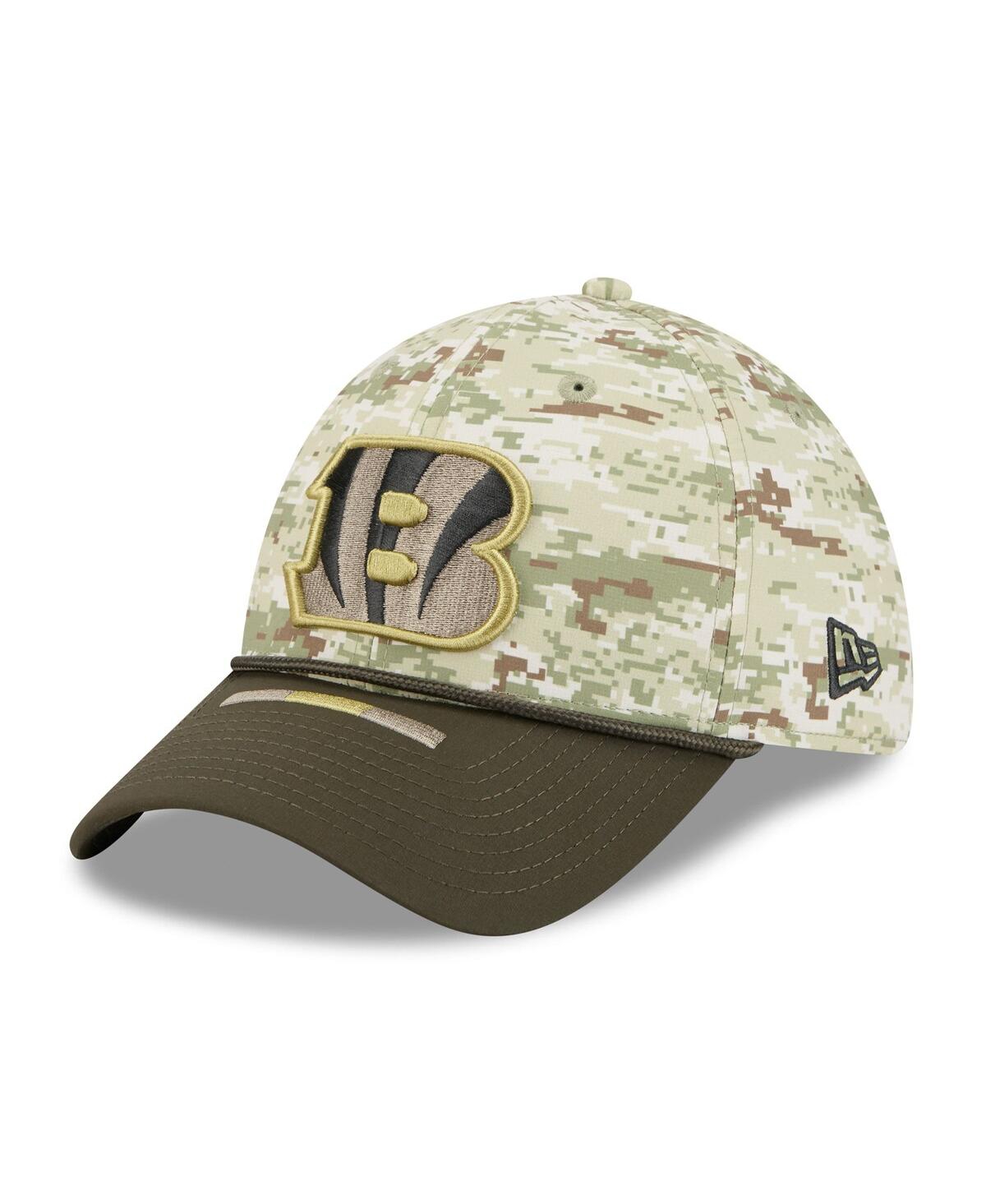 New Era Men's Camo/dark Green/dark Green Cincinnati Bengals 2025 Salute To Service 39thirty Flex Hat In Gray