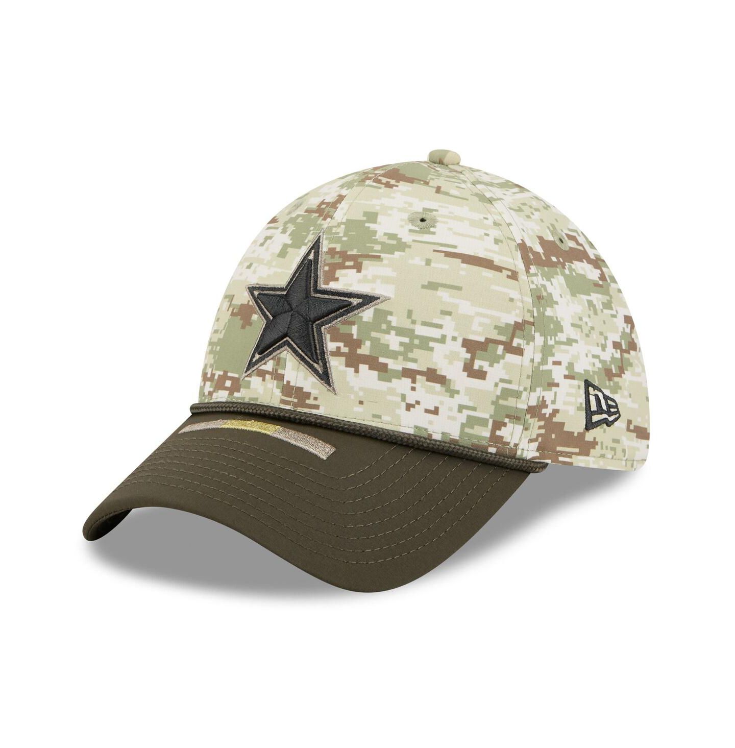 Мужская кепка New Era Camo, Dark Green Dallas Cowboys 2025 Salute to Service 39THIRTY Flex Hat — фото 3