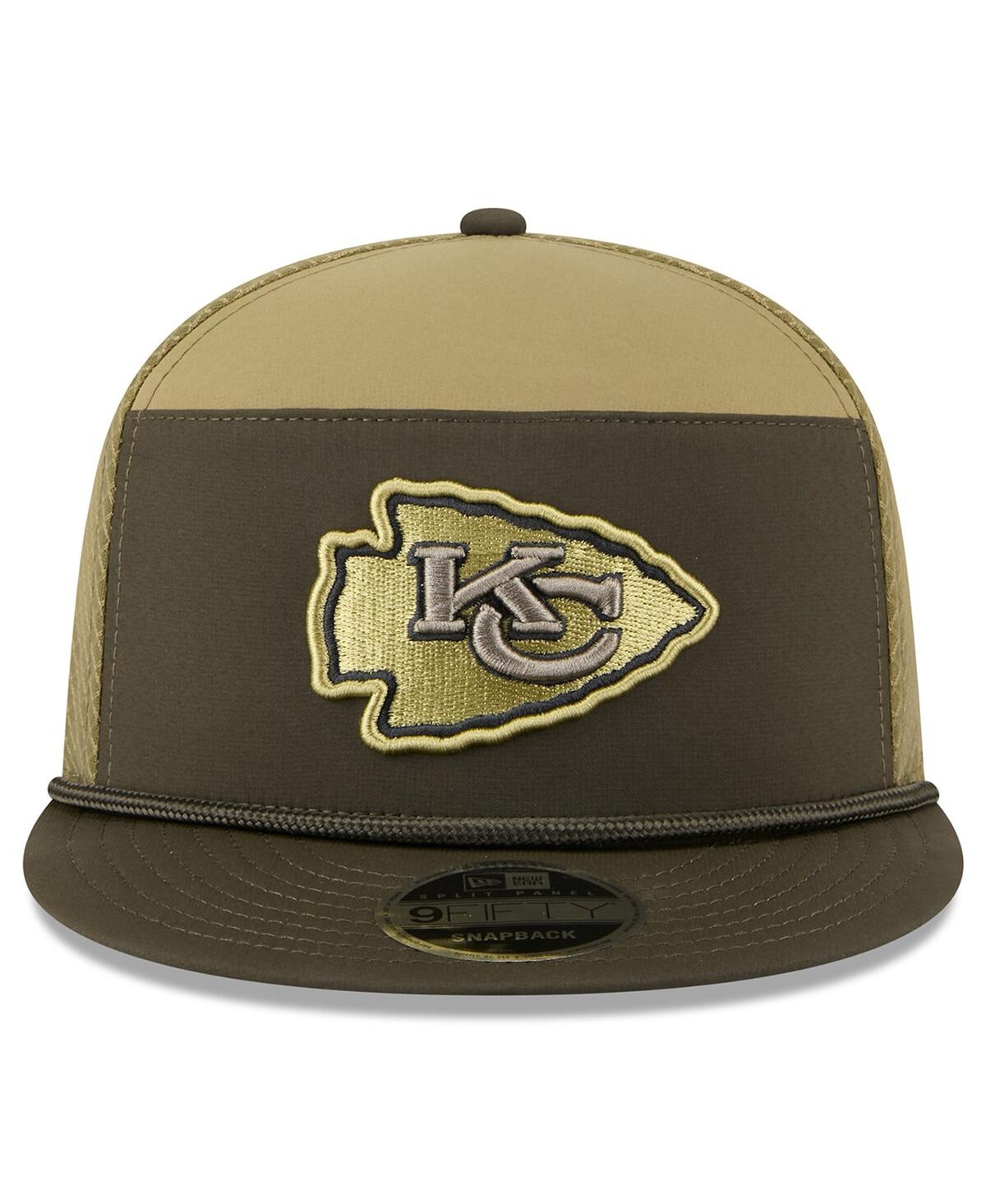 New Era Men's Dark Green Kansas City Chiefs 2025 Salute To Service Split Panel 9fifty Snapback Hat In Green