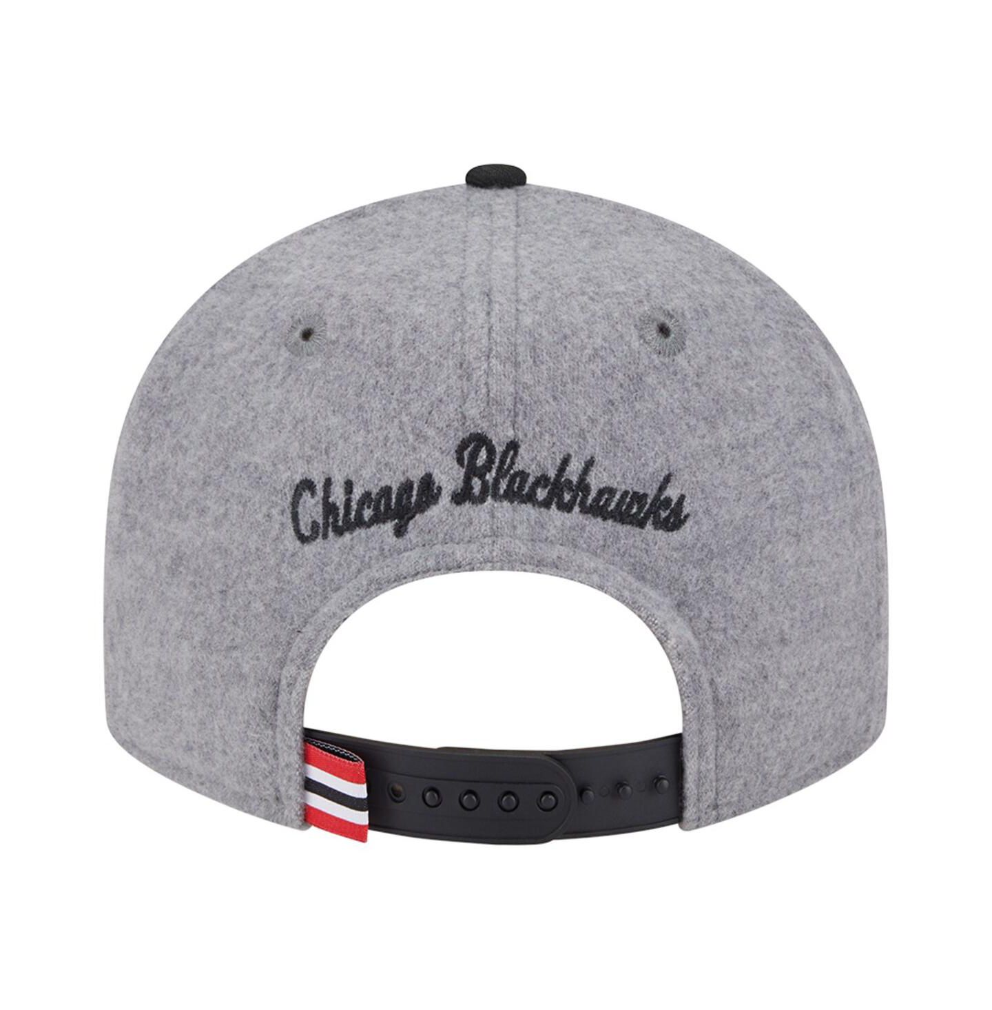 Мужская кепка New Era Gray/Black Chicago Blackhawks Wool Pin Low Profile 9FIFTY Snapback Hat — фото 3