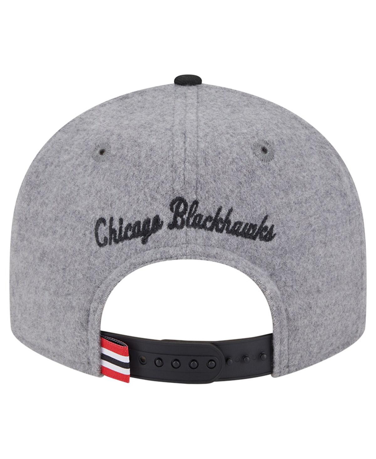 New Era Men'sâ Gray/black Chicago Blackhawks Wool Pin Low Profile 9fifty Snapback Hat In Gray