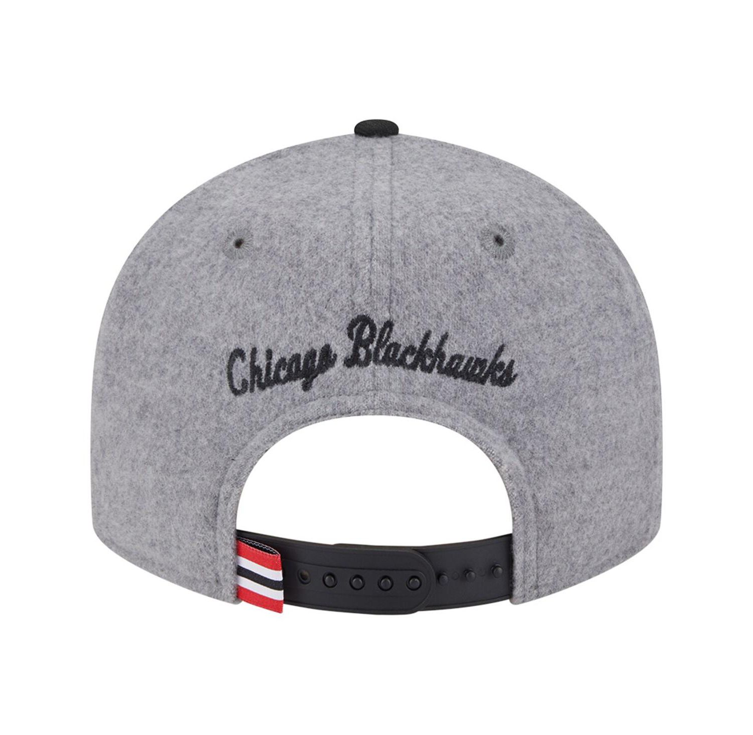 Men's Gray/Black Chicago Blackhawks Wool Pin Low Profile 9FIFTY Snapback Hat