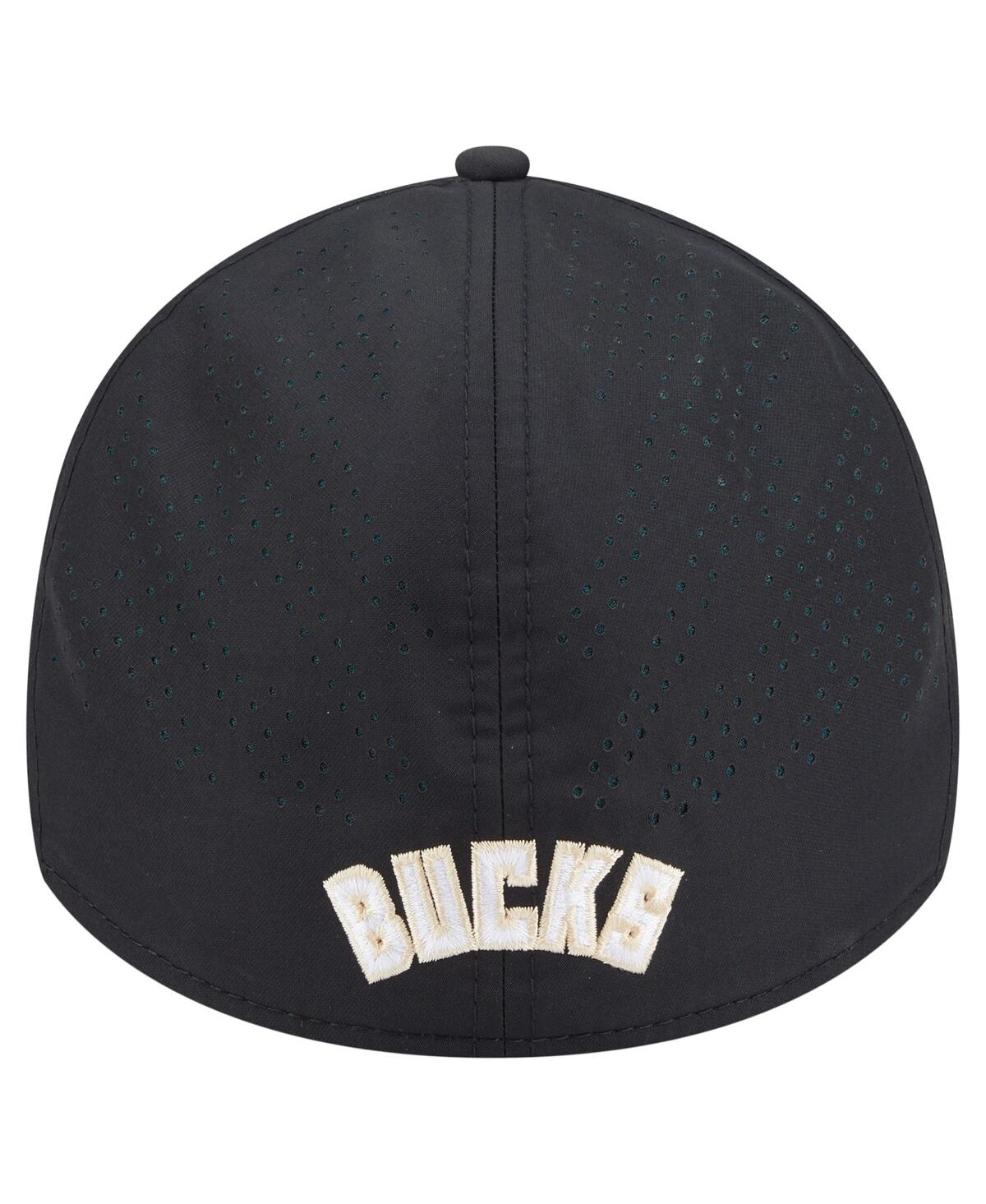 New Era Men's Black Milwaukee Bucks Night 39thirty Flex Hat In Black