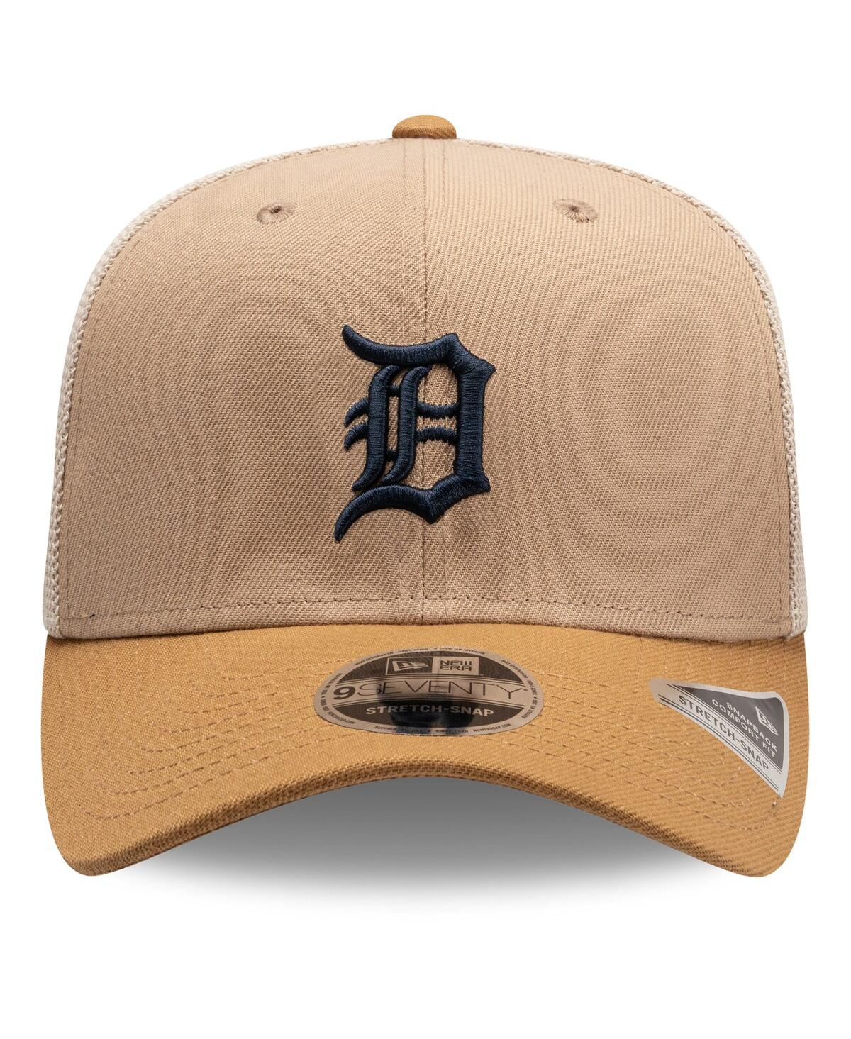 New Era Men's Stone/white Detroit Tigers 9seventy Trucker Adjustable Hat In Brown