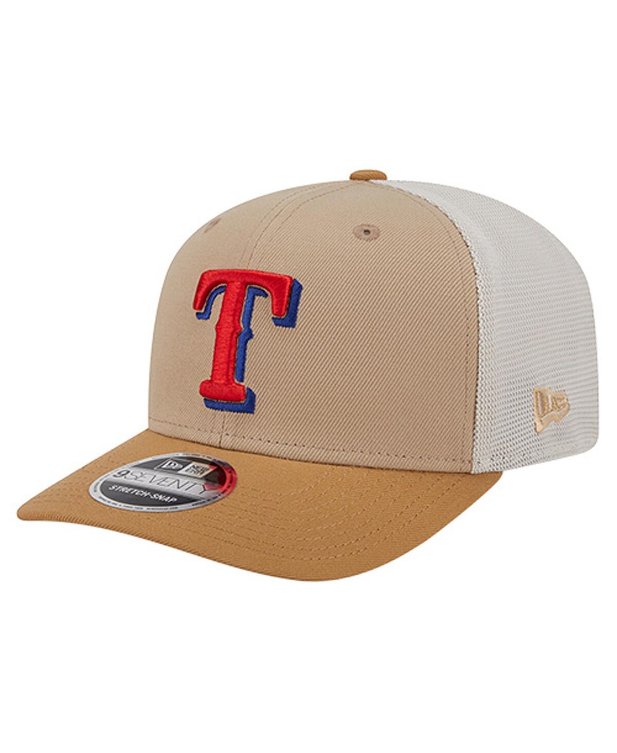 New Era Men's Stone/white Texas Rangers 9seventy Trucker Adjustable Hat In Brown