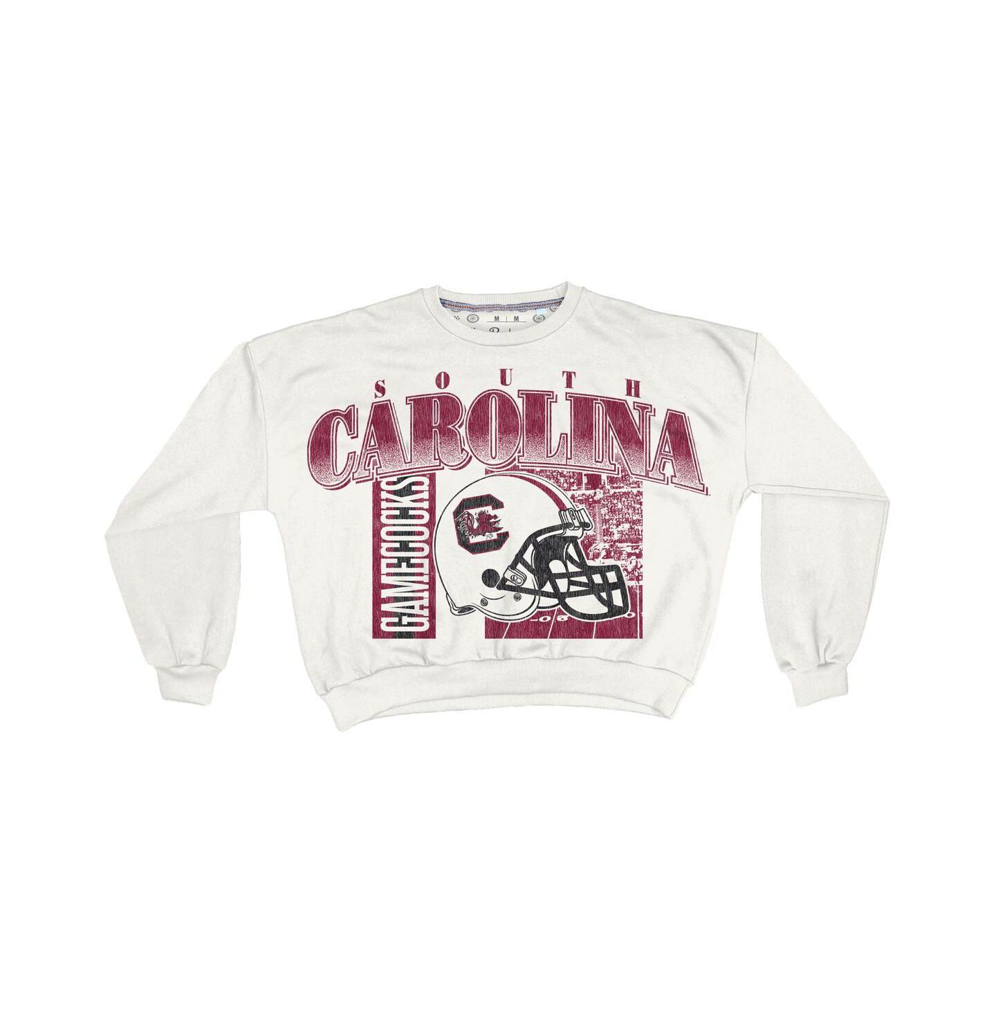 Женская толстовка Pressbox White South Carolina Gamecocks Oversized Janice Retro Waist-Length — фото 3