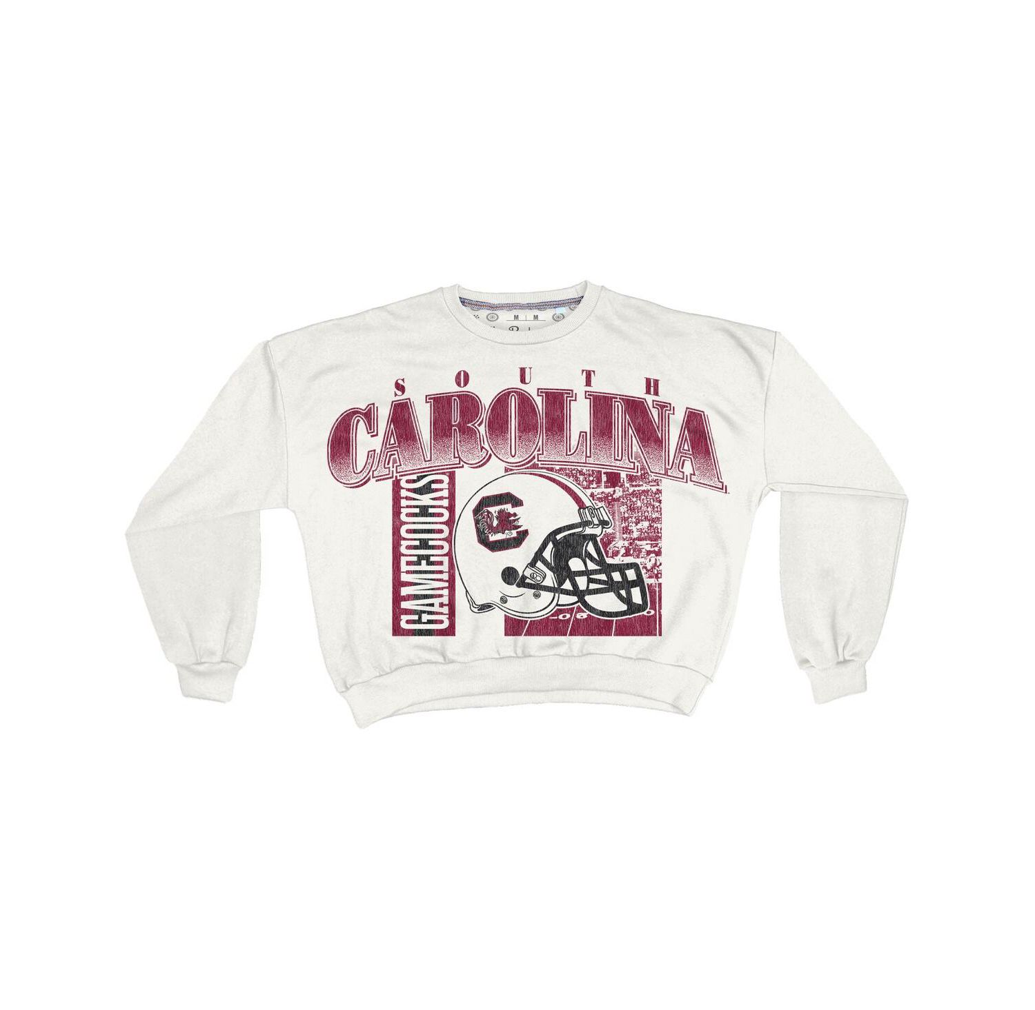 Women's White South Carolina Gamecocks Oversized Janice Retro Waist-Length Sweatshirt