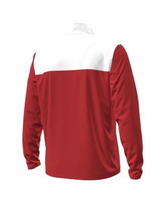 Men's Red/White Wisconsin Badgers Green Blocked Quarter-Zip Pullover Hoodie