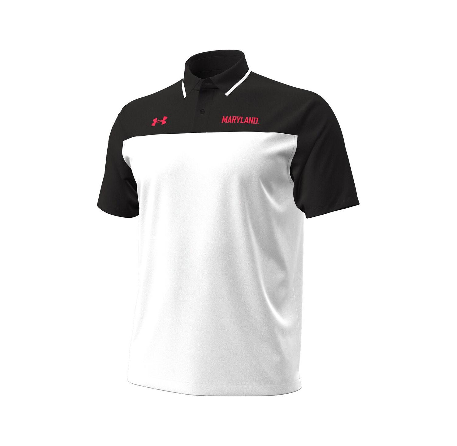 Men's White/Black Maryland Terrapins Green Blocked Polo Shirt