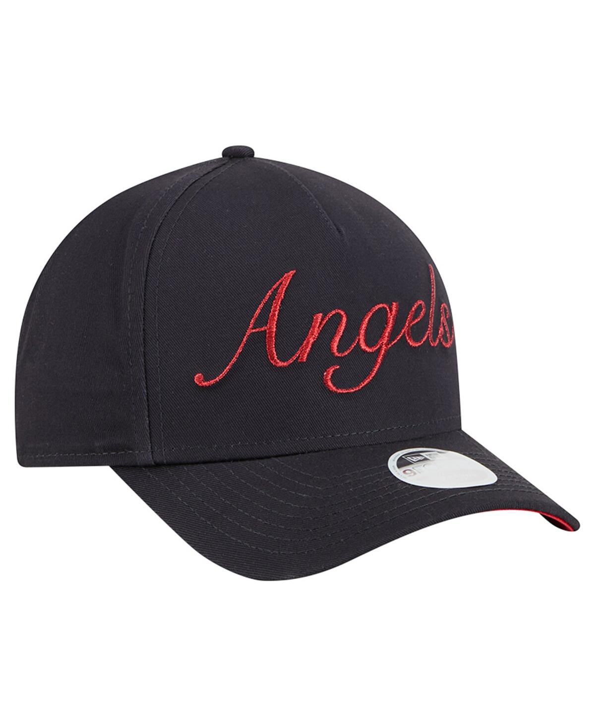 New Era Women's Navy Los Angeles Angels Metallic A-frame 9forty Adjustable Hat In Black