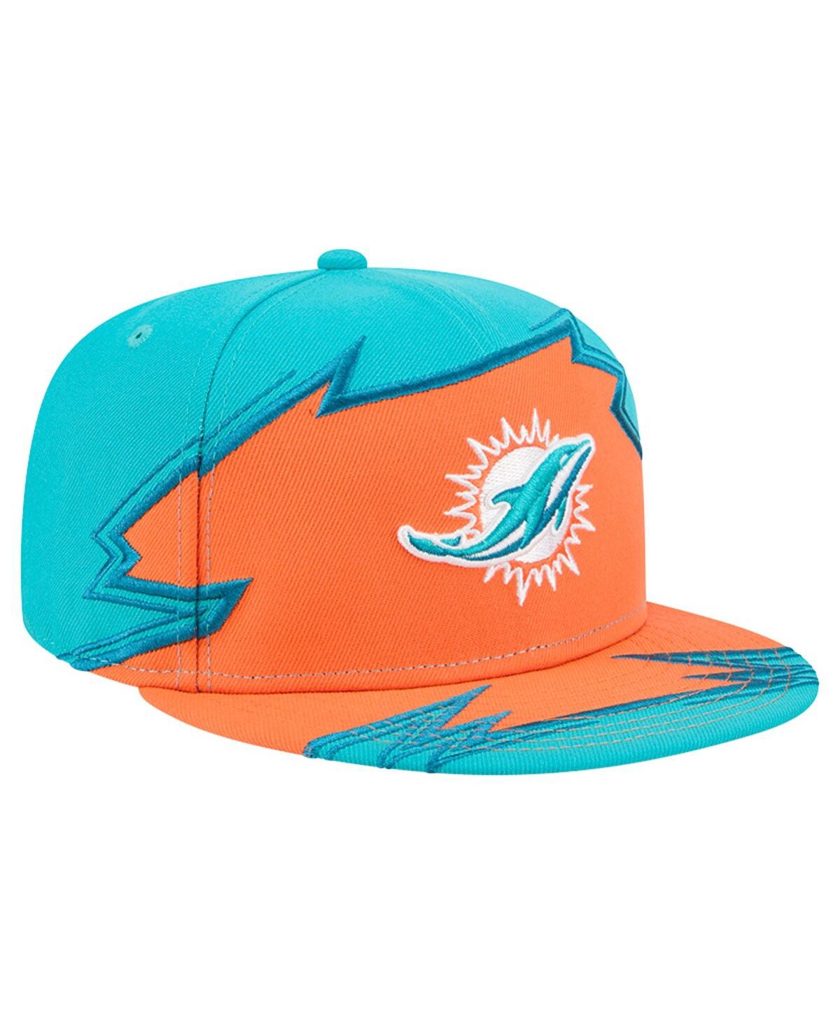 New Era Men'sâ Aqua/orange Miami Dolphins Break 59fifty Fitted Hat In Blue