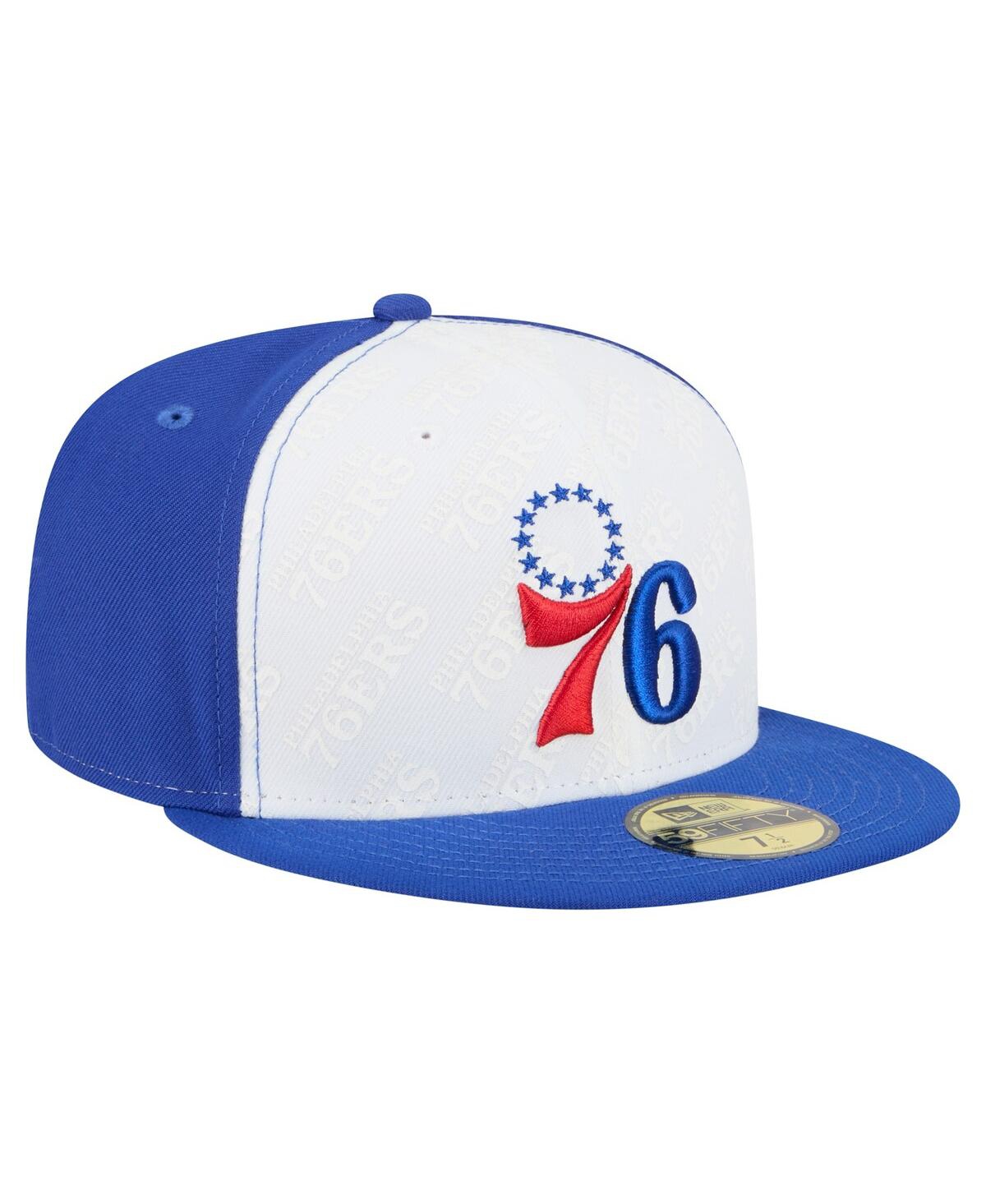 New Era Men's White/royal Philadelphia 76ers Repeat 59fifty Fitted Hat In Brown
