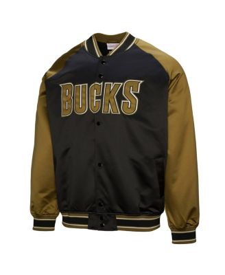 Men's Olive/Black Milwaukee Bucks Clutch Satin Raglan Full-Snap Jacket