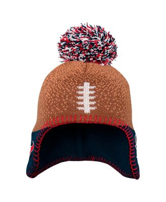 Baby Boys and Girls Brown Houston Texans Football Head with Pom Knit Hat