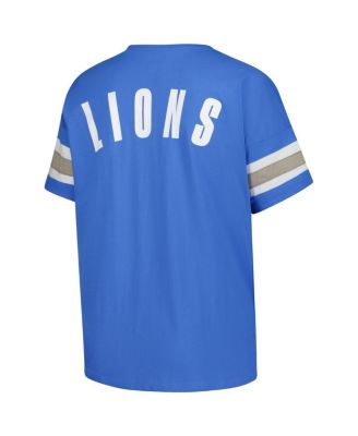 Women's Blue Detroit Lions Plus Size Redzone Notch Neck T-Shirt