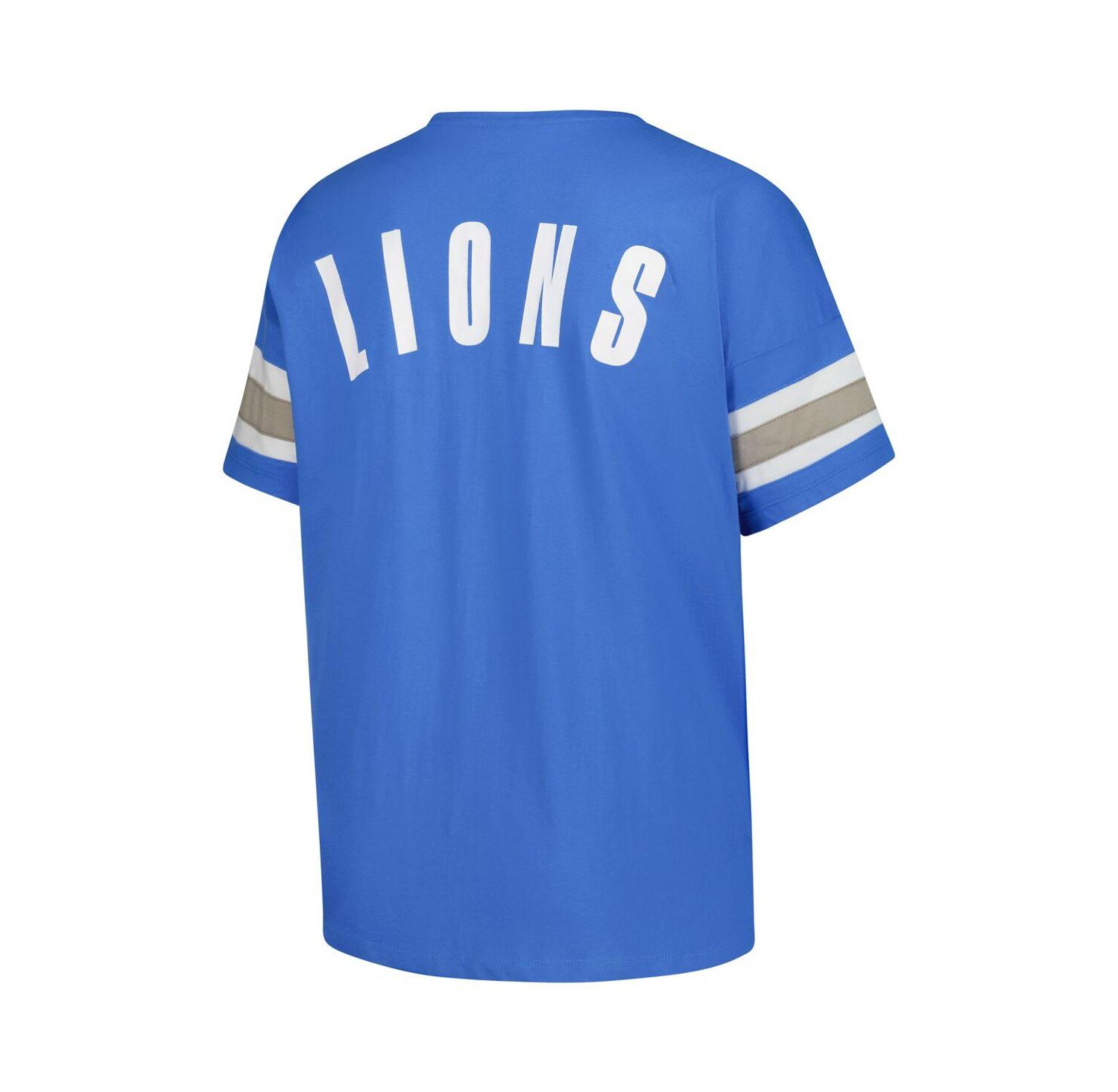 Women's Blue Detroit Lions Plus Size Redzone Notch Neck T-Shirt