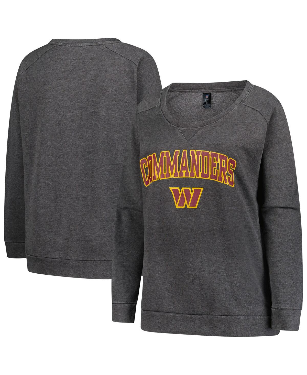 Profile Women's Charcoal Washington Commanders Plus Size Acid Wash Raglan Sweatshirt In Gray