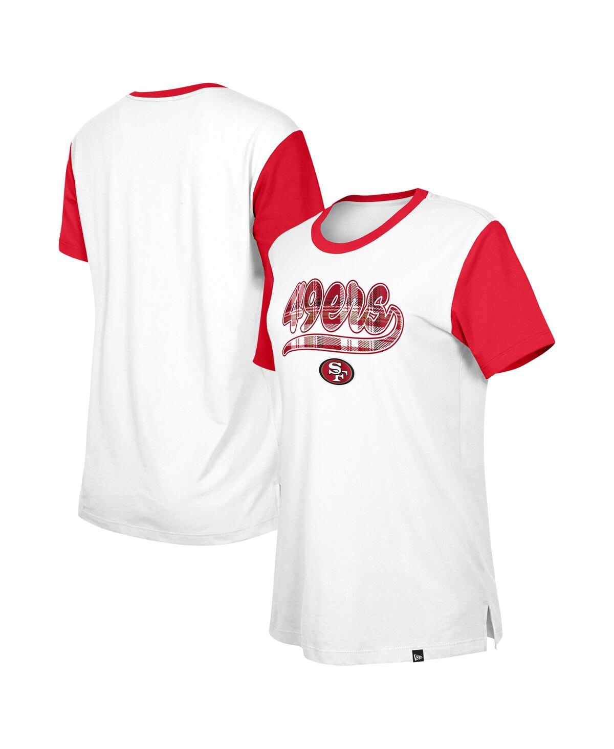 New Era Women's White/scarlet San Francisco 49ers 3rd Down T-shirt In White