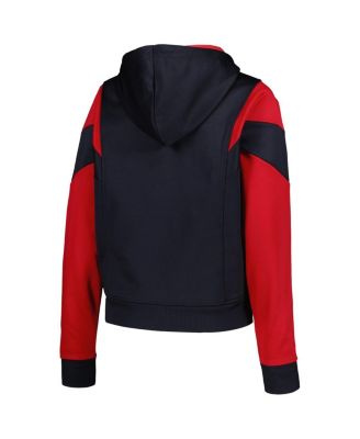 Women's Navy Boston Red Sox Color Block Fleece Quarter-Zip Hoodie