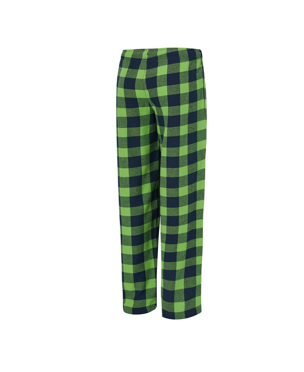 Concepts Sport Women'sâ 2-piece College Navy/neon Green Seattle Seahawks Avondale T-shirt And Pants Flannel Pj Set In Multi