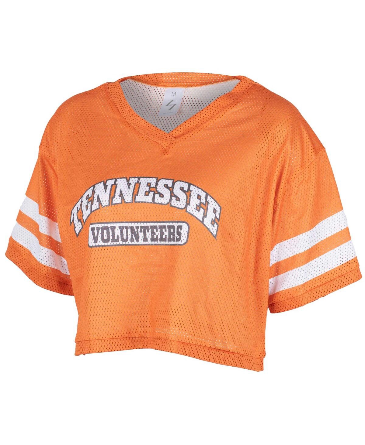 Zoozatz Women's Tennessee Orange Tennessee Volunteers Mesh Cropped V-neck T-shirt In Orange