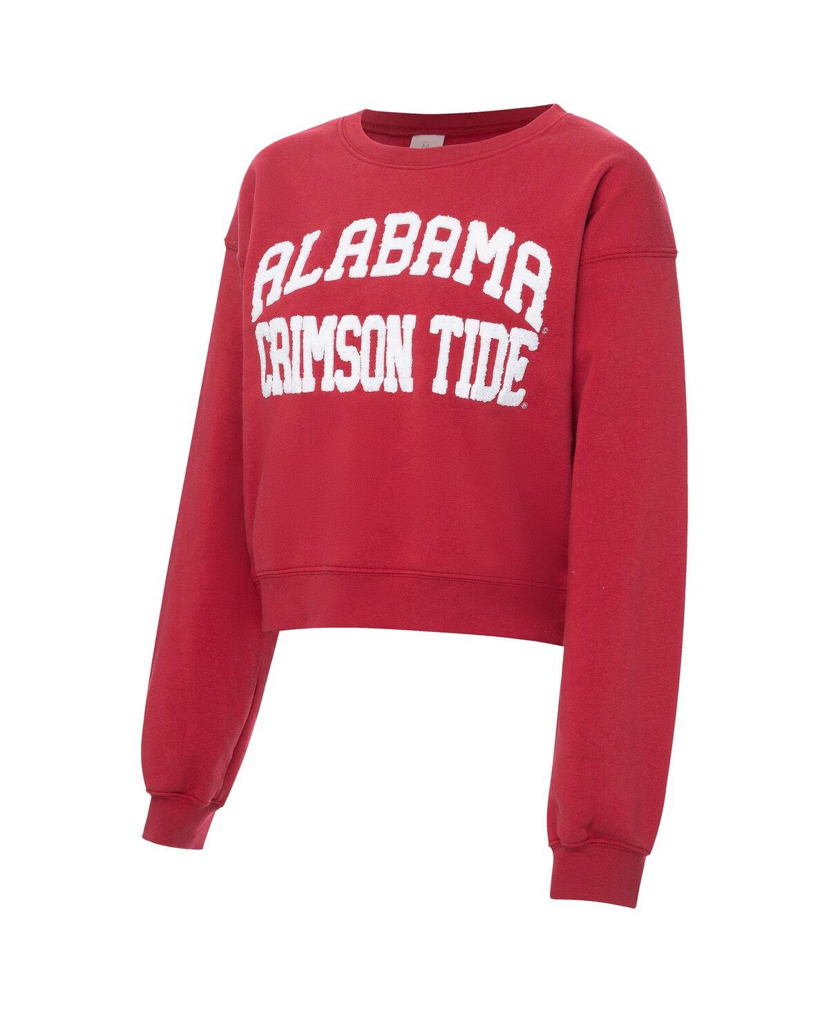 ZooZatz Women's Crimson Alabama Tide Chenille Cropped Sweatshirt