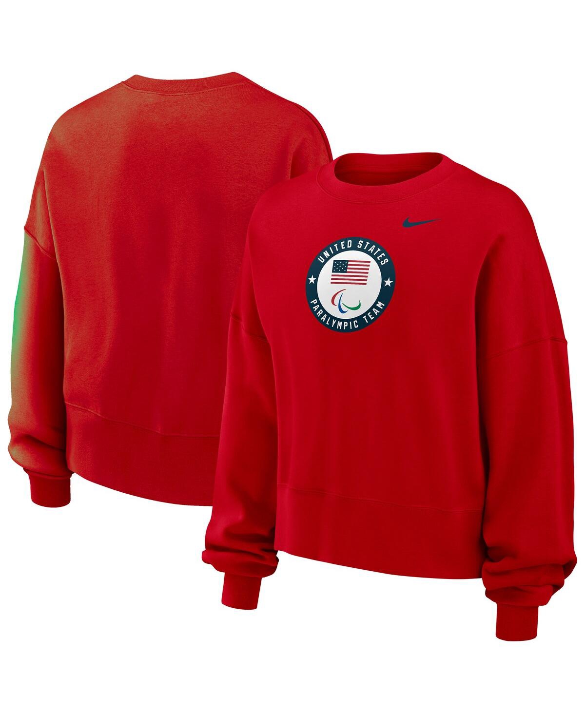 Nike Women's Red U.s. Paralympics Oversized Phoenix Fleece Sweatshirt In Red